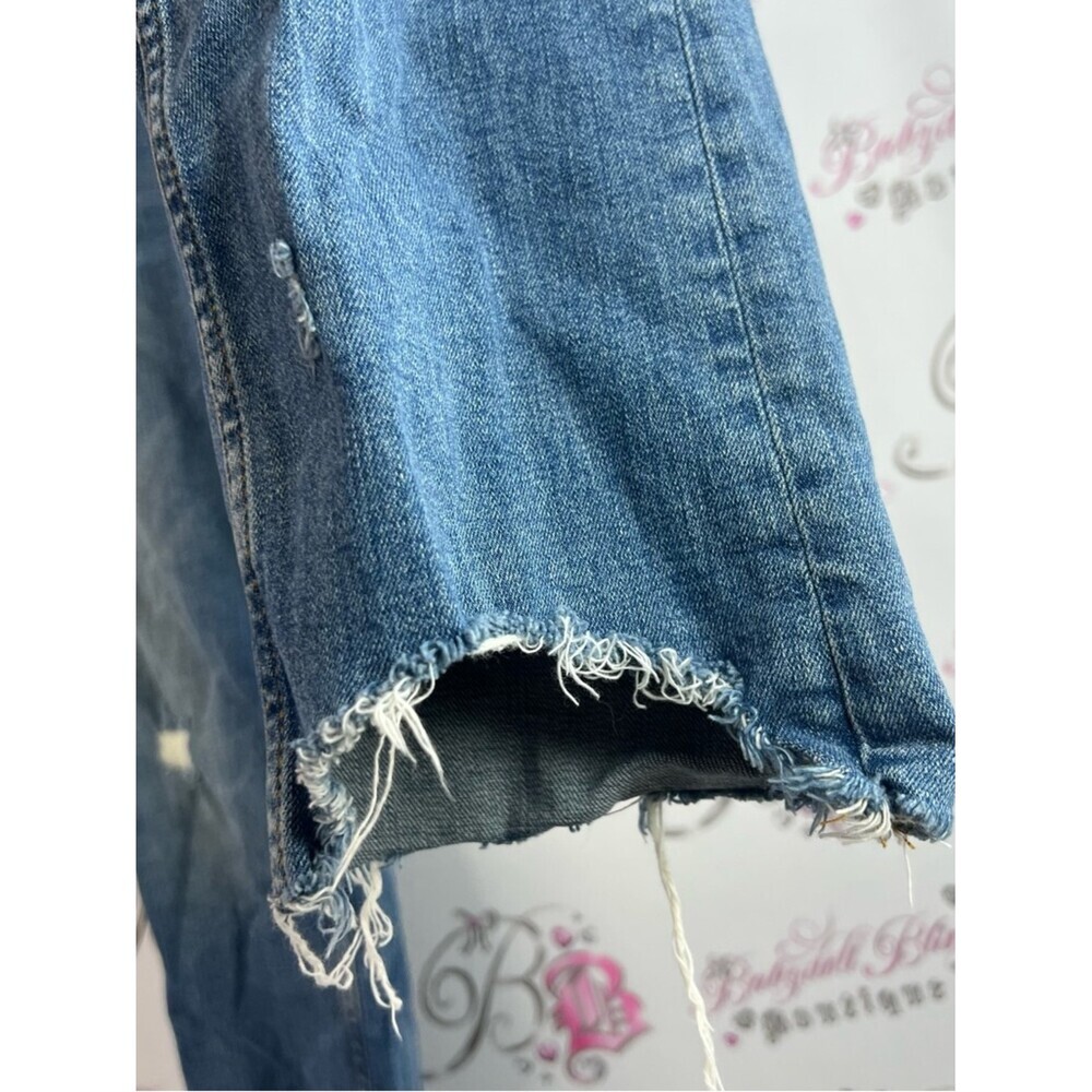 Zara jeans pants light blue wash Distressed Medium Blue Straight Leg Jeans - Picture 4 of 10